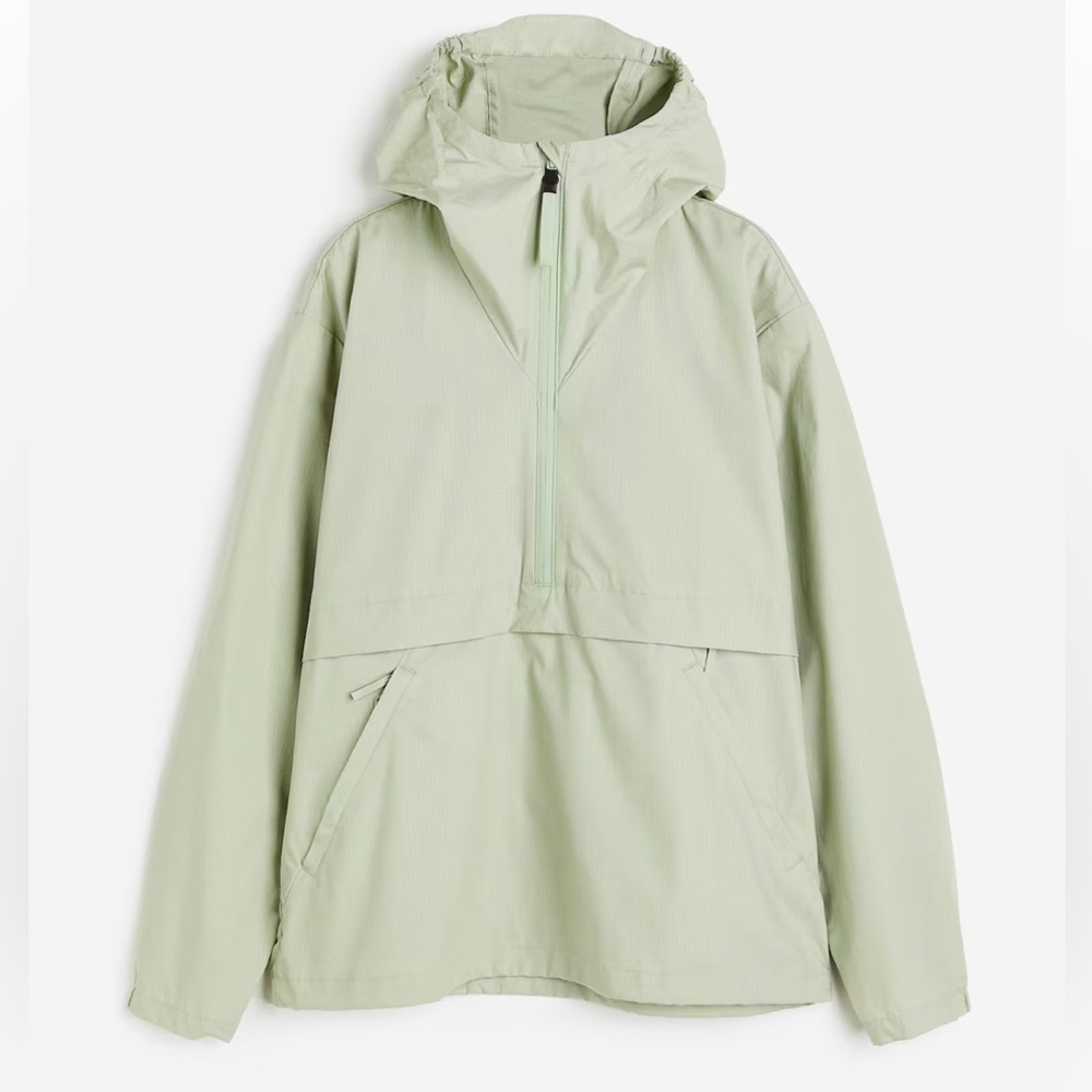 H&M Light Sage Green Hooded Anorak Jacket